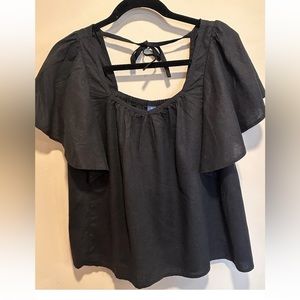 Old Navy Woman‎ Black Blouse Peasant Top Size Medium  Easter Tie
